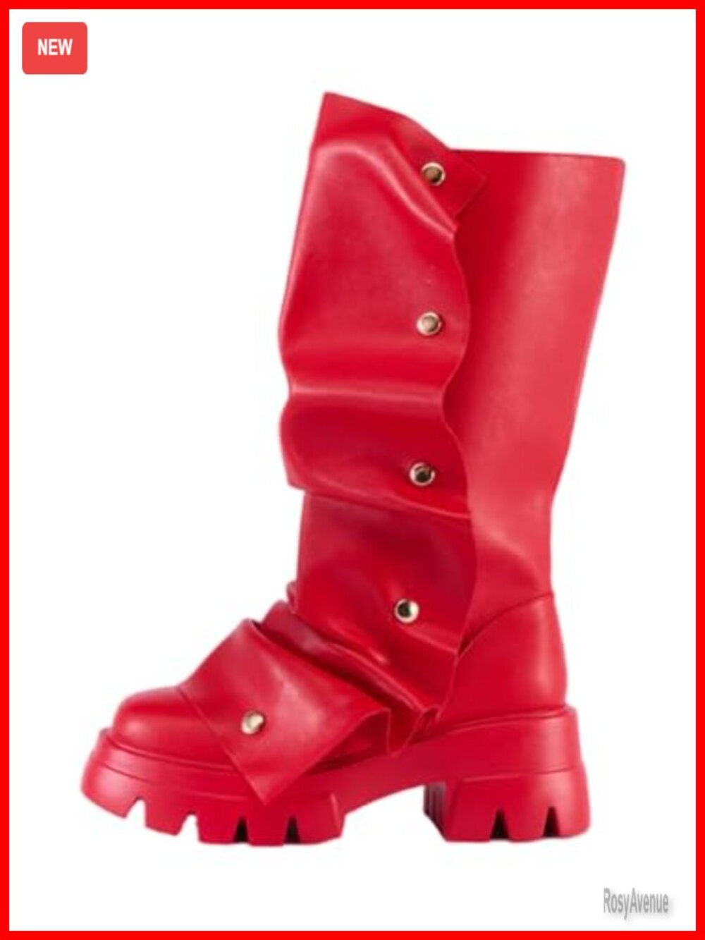 Leather Mid Calf Western Boots Block Heel Pull On